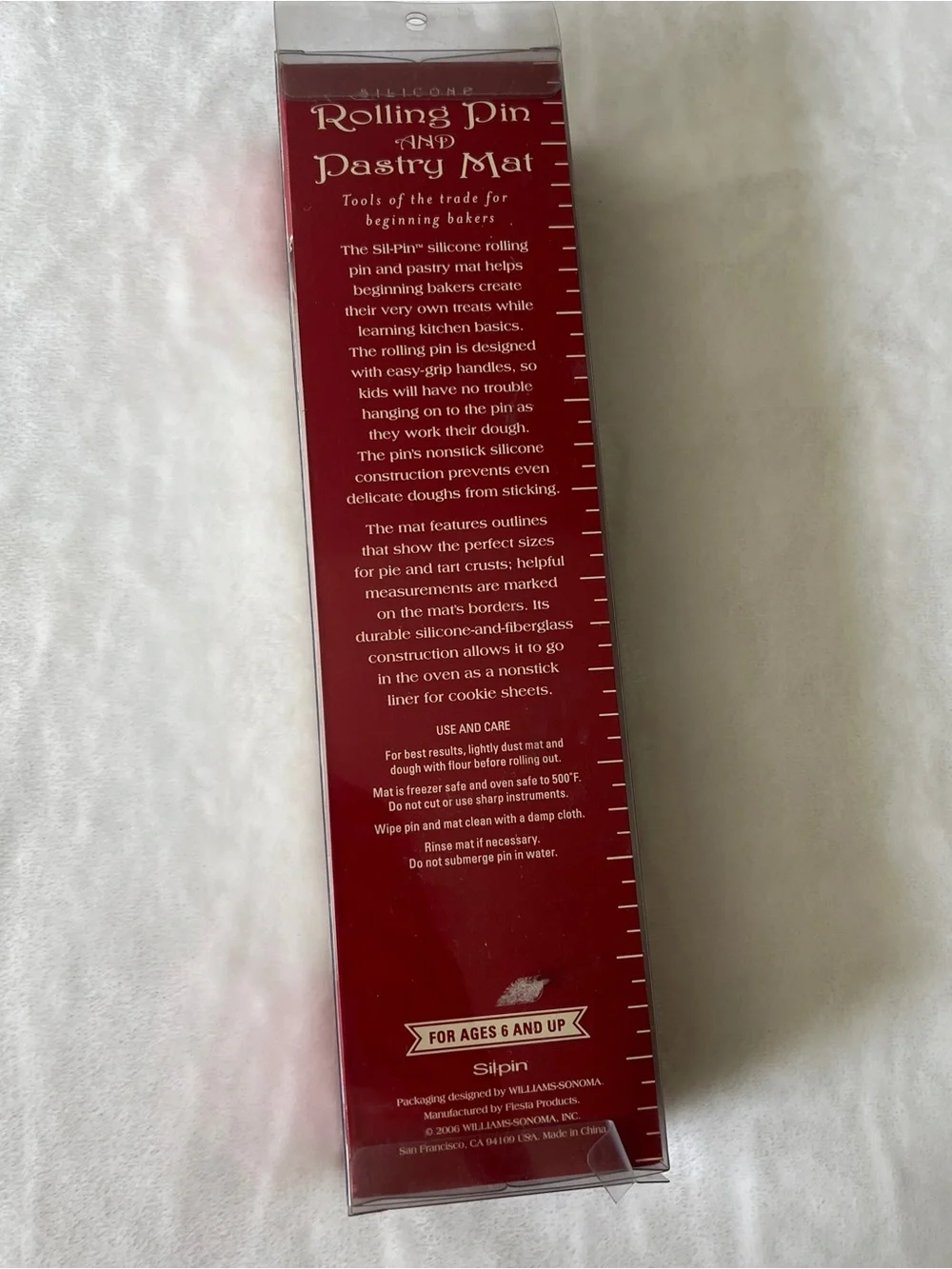 Williams Sonoma Red Silicone Rolling Pin with Matching Pastry Mat
